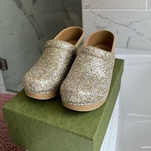 Dansko Sparkly Gold Clogs